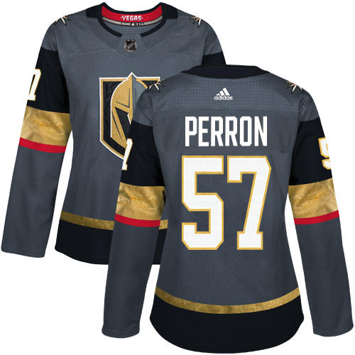 Adidas Golden Knights #57 David Perron Grey Home Authentic Women's Stitched NHL Jersey